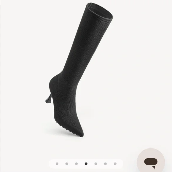 Sophisticated Black Knit Heeled Boots - Picture 3 of 9